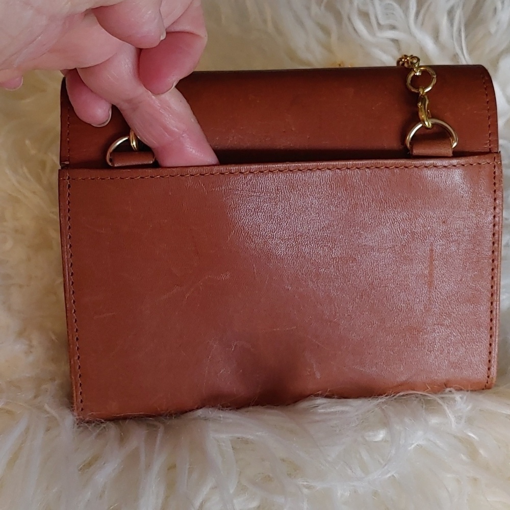 🌻Genuine Brown Leather Wallet with Detachable Crossbody Chain - Picture 4 of 11